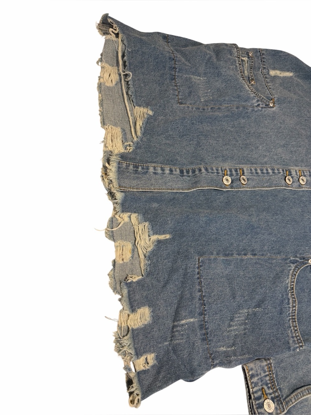 Veveret Denim Jean Shacket Jacket Size Medium Medium Wash Distressed Button Down - Picture 8 of 15